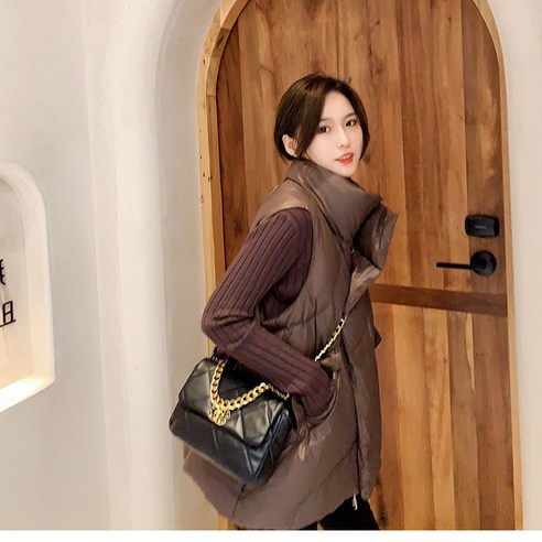 【DF】한국어 스타일 패션 화이트 오리 조끼 여성 가을 겨울 새로운 트렌드 겉옷 유럽 초경량 조끼 두꺼운