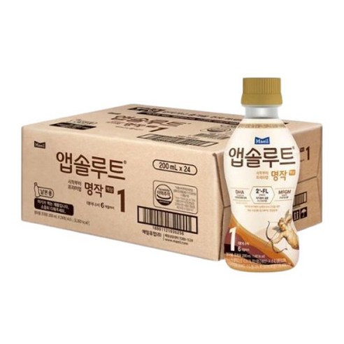 리뉴얼 앱솔루트 명작 액상 2FL 분유 1단계 0 6개월 200ml 24입 니플미포함, 액상명작1단계 240ml24입, 24개