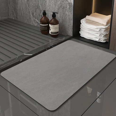 욕실 흡수성 매트 화장실 미끄럼 방지 빠른 건조 카펫, 45×70cm, 깃털 회색