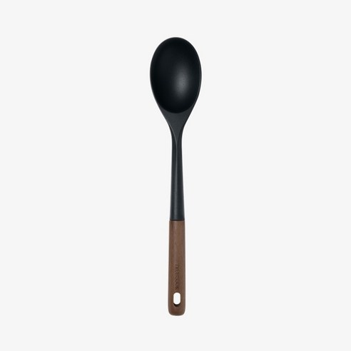 트루쿡 북미산 월넛 실리콘 조리도구 서빙스푼, 1개, 블랙
