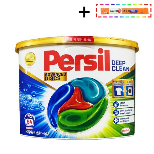 [코스트코 무료배송] Persil 퍼실 딥클린 어드밴스드 디스크 캡슐세제 + 종근당건강 락토핏 코어맥스 2g 1포 증정, 1통, 54개입