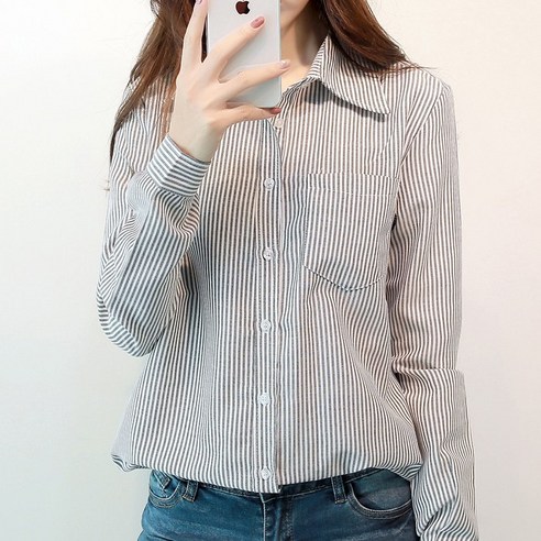 원타임 여성용 스트라이프패턴 남방