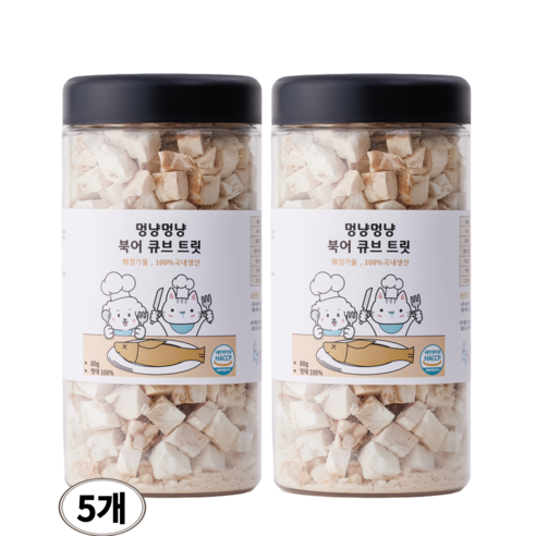 멍냥멍냥 반려동물 동결건조 간식, 5개, 80g, 북어