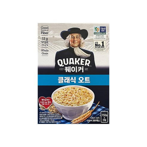 퀘이커 클래식 오트 오트밀 시리얼 750g X 2개