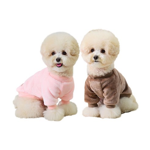 펫츠랜드 반려동물 마카롱 밍크 티셔츠 2종 세트, 브라운 + 핑크