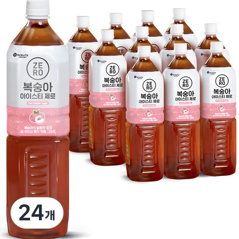 맥널티커피 제로 칼로리 복숭아 아이스티, 24개, 1.5L