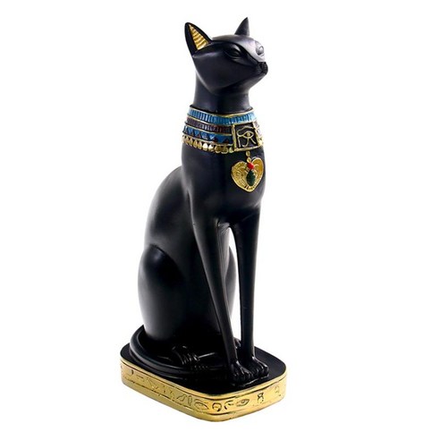 고대 이집트 고양이 동상 9.4 "키가 소장 가능한 수지 고양이 입상 모델 홈 가구 장식품 데스크탑 장식, 블랙
