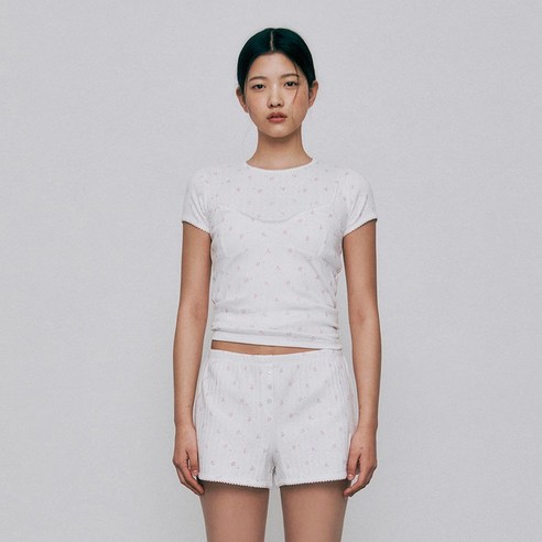 그로브 GRVB Sheer Floral Cardigan WHITE