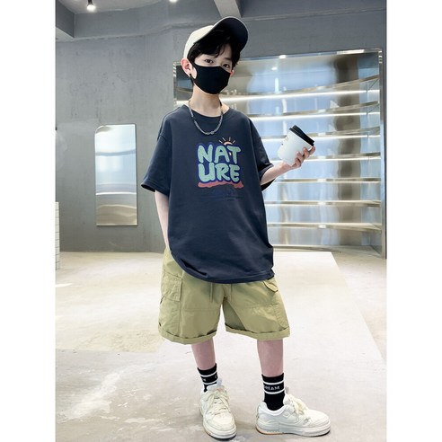 청량감 넘치는 여름 필수 아이템: 밀크봉봉 초등생 반팔+반바지 상하세트