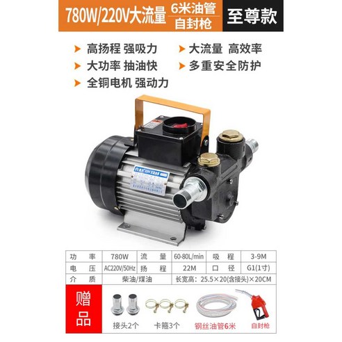 자동 주유기 드릴펌프 등유 이송용 오일 유압기 석유, 780W 12V 표준