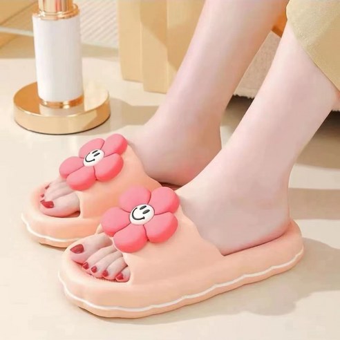 데이지 여성슬리퍼 사무실 실내화 거실 쿠션 구름 층간소음, 핑크, 1개