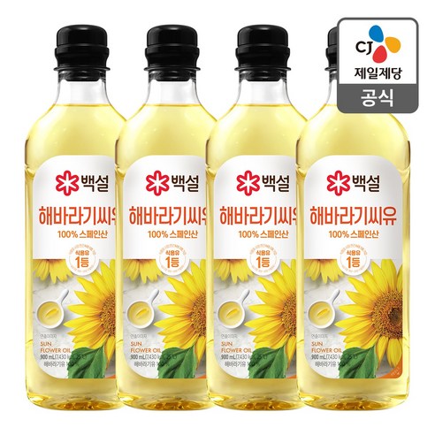 CJ 백설 해바라기씨유 900mL X 4개