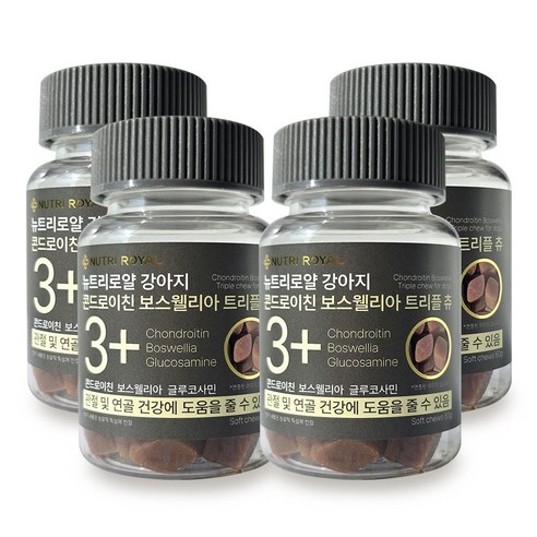 뉴트리로얄 강아지 콘드로이친 트리플 츄 관절영양제 슬개골/뼈/연골 면역력 유산균 특허성분, 4개, 종합영양제, 50정