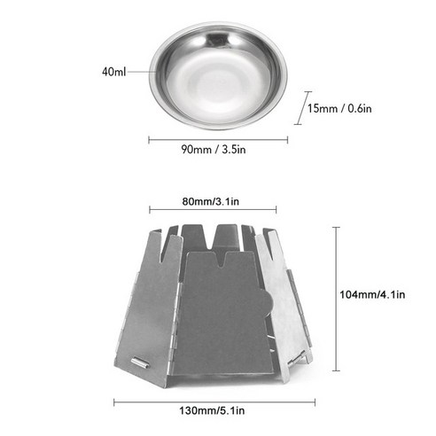 캠핑 취사 접이식 스테인레스 스틸 육각형 화목 스토브 야외 캠핑 포켓 피크닉 하이킹