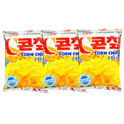 콘칩 옥수수 맛 C 콘 칩 오리지널 크라운콘칲 크라운 3개, 70g