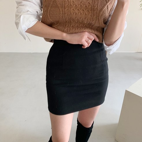 여성 데일리 베이직 편한 스판 미니 스커트 S M
