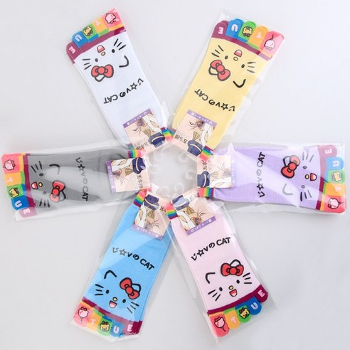 손가락빨기방지 손빨기방지 손빠는아기 손톱물어뜯기방지 2020 패션 양말 여자 만화 다섯 손가락 코튼 재미있는 흡수성 통기성 마찰 방지, [06] white, [02] cat, 1개