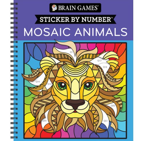 (영문도서) Brain Games - Sticker by Number: Mosaic Animals (28 Images to Sticker) Spiral, Publications International,..., English, 9781639382415
