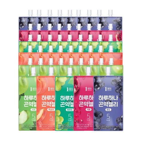 1am 하루하나 곤약젤리 무설탕 150g, 50개(복10+청포도10+사과10+석류10+포도10) Best Top3