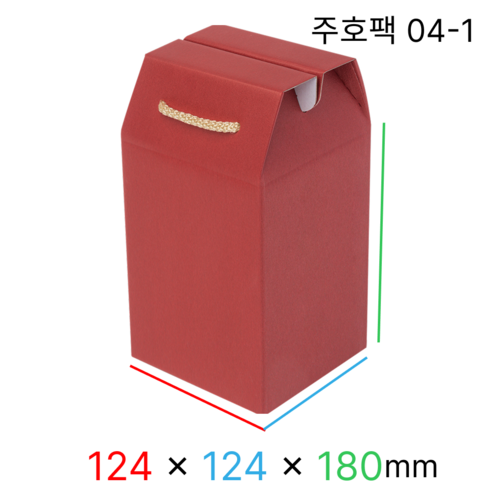 주호팩 끈손잡이 다용도 선물상자 04-1 (124x124x180), 진홍, 10개