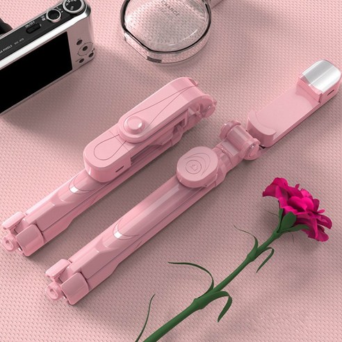 [진뢰] 삼각대 셀카봉 휴대폰 미화 플래드 램프 라이브 데스크톱 스탠드, Pink