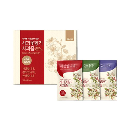 청송 사과꽃향기 사과즙 100ml 100팩, 100개