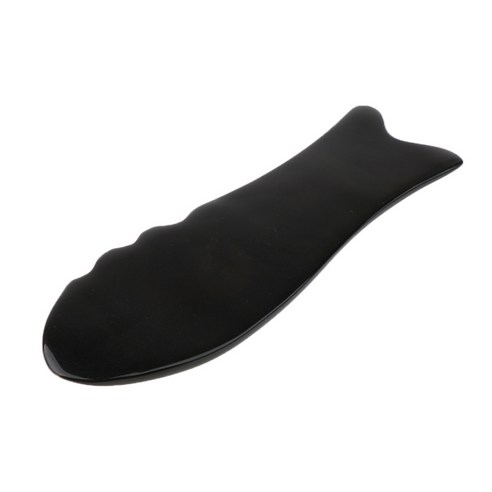 스크래핑 보드 포인트 페이셜 바디 케어 Gua Sha SPA 셀프 마사지 도구, 14x4 cm, 블랙, 수지