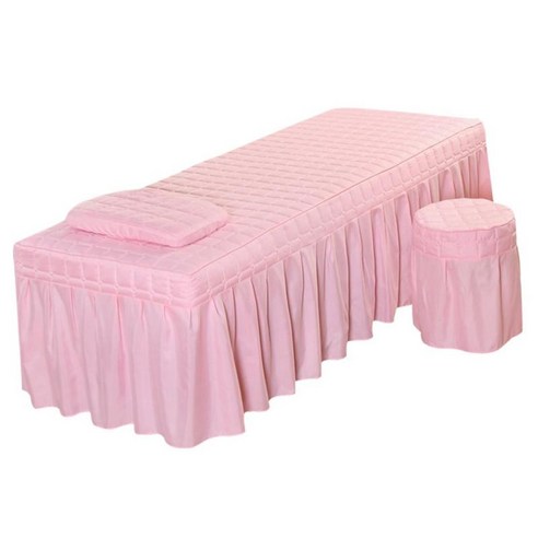 숨구멍 베갯잇과 발판 덮개를 가진 아름다움 안마 침대 치마는 포함합니다, 옥 핑크 L, 설명
