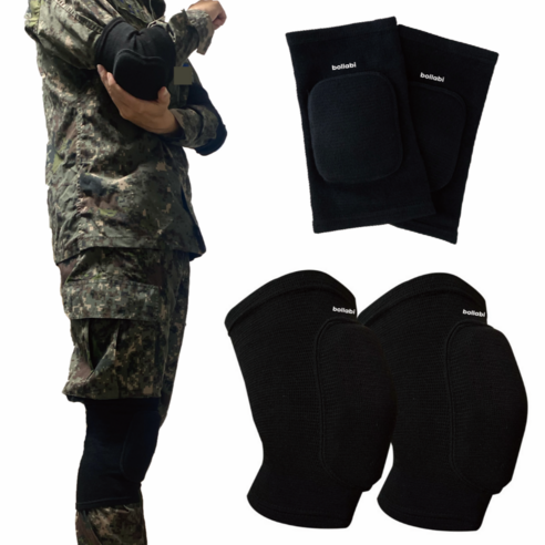 군대 훈련소용 무릎보호대와 팔꿈치보호대 세트, 쫀쫀하고 통기성 좋은 보호대 – 블랙, 1개 
구기스포츠