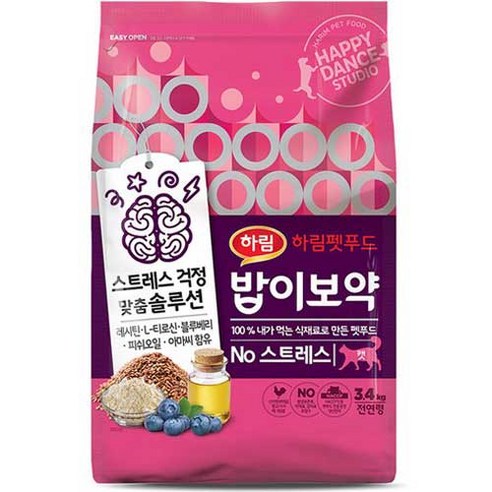 밥이보약 전연령용 No 스트레스 고양이 사료, 0 No 스트레스, 3.4kg, 1개