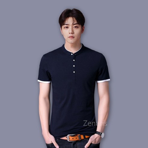 Zenaris 남성 반팔 티셔츠 스판 스포츠 헨리넥 남자 골프웨어 카라티 95-110 국내배송