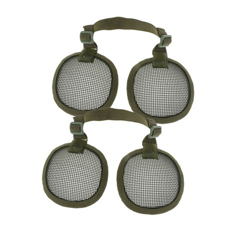 2pcs 전술 강철 메쉬 귀 Muffs 보호 헬멧 액세서리 녹색, 설명, 설명
