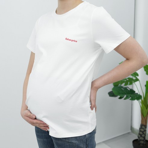 [50%할인+추가할인] 피셔프라이스 임부복 라운드 반팔 화이트