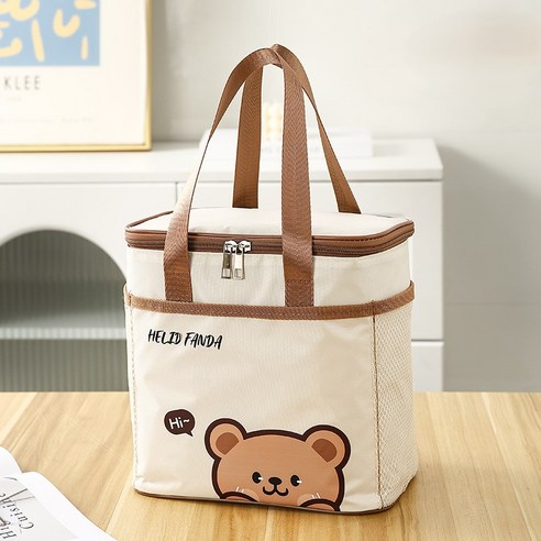 도시락 보냉백 보온 보냉 다용도 쿨러백 접이식 캠핑 도시락가방 보냉가방, 곰돌이