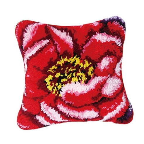베갯잇 세트 미완성 DIY 베개 래치 후크 러그 캔버스 43 X, 붉은 꽃 1, 폴리 에스터