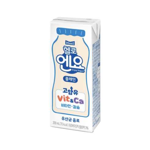 [똑똑] 매일유업 헬로엔요 플레인 유산균음료 200ml, 48개