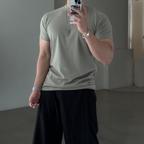 빠델 남성용 데일리 머슬핏 헬스 운동 무지 반팔티셔츠