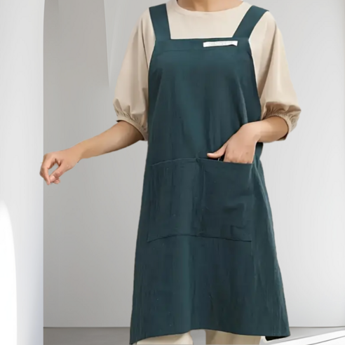 이드림 100% 순면 부드러운 천연 원단 파스텔로 앞치마, 1개, 블루그린