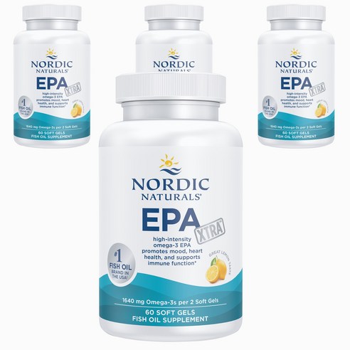 Nordic Naturals EPA 엑스트라스트랭스 1640mg 오메가 3 레몬 소프트젤, 60정, 4개
