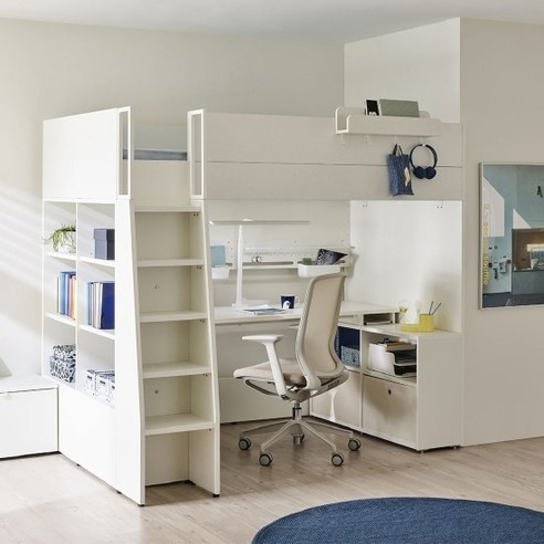 한샘 티오 벙커침대 SS ㄱ자책상형과 디퍼 오가닉 토퍼 한샘벙커침대