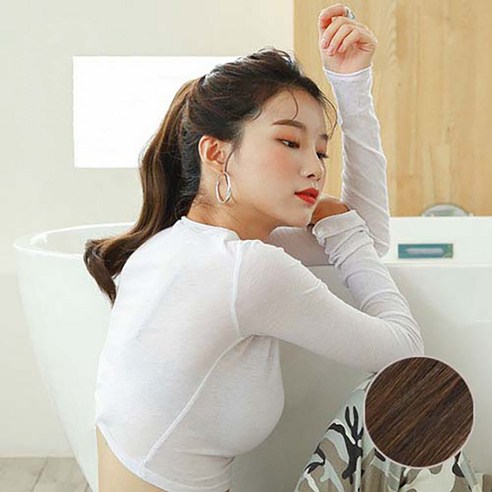 가발매니아 올림머리 포니테일 가발 2초포니 제니, 투톤브라운, 1개