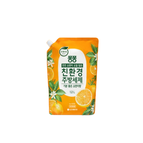 LG생활건강 퐁퐁 친환경주방세제 리필 1.2L, 4개