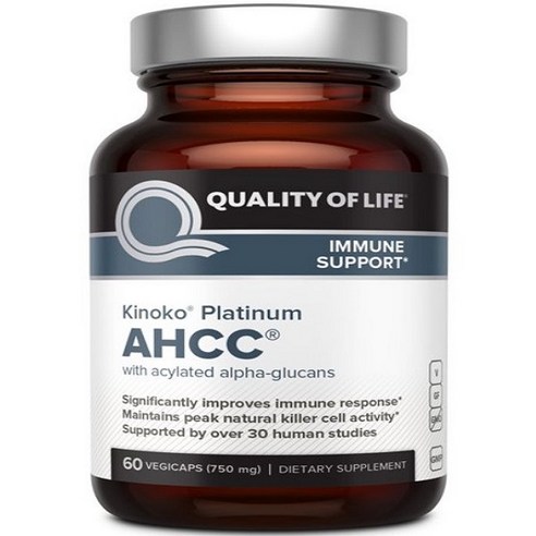 Quality of Life 퀄리티오브라이프 키노코 플레티넘 AHCC 알파글루칸 750mg 버섯균사체 담자균류 약용버섯 사이토카인 60 베지캡슐, 60정, 1개