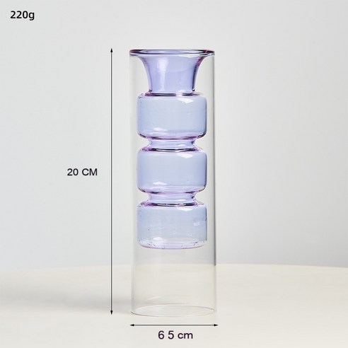 MEIISEO가정용 북유럽 스타일 투명 유리꽃병 수경 유리화병 꽃병 도자기 화병, Purple-20cm