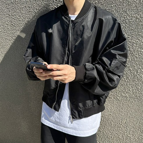 맨즈셀렉터 봄 가을 오버핏 숏 항공 자켓