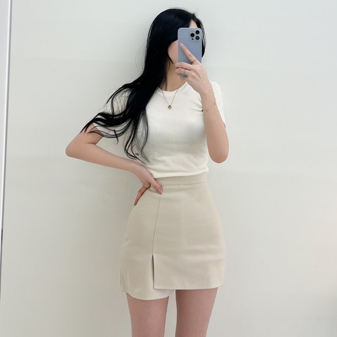 투디 언발라인 절개 미니 스커트 스웨이드