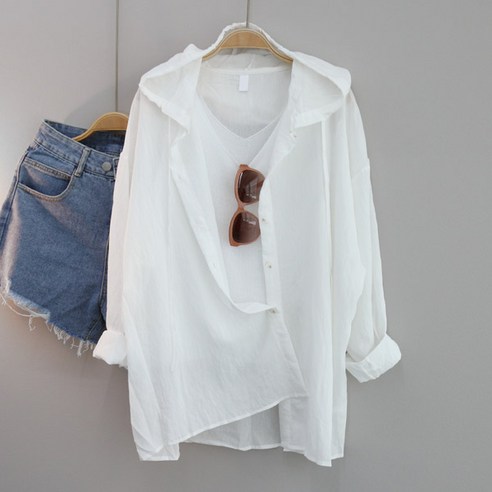 파스텔 후드 롱 남방 빅사이즈 오버핏 롱셔츠 무지셔츠 긴팔셔츠