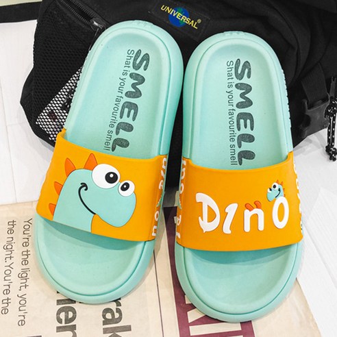 깜찍 만화 쿨 슬리퍼 커플 홈 내마모 PVC 쿨 슬리퍼 여자 야외 남자 슬리퍼 욕실 목욕, 초록색