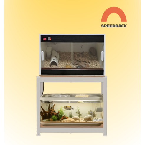 사육장 축양장 선반 받침 철제 조립식 2자 3자 광폭, 1세트, 2단 높이600 화이트