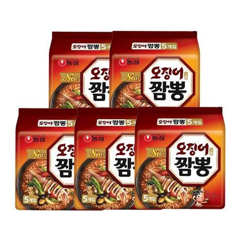 <올따옴> 농심 오징어짬뽕 5입멀티 5봉, 25개